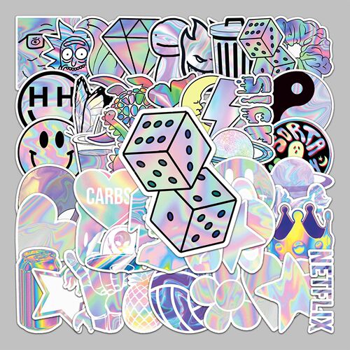 50 laser creative trend graffiti stickers suitcase scooter computer tablet cartoon decorative stickers