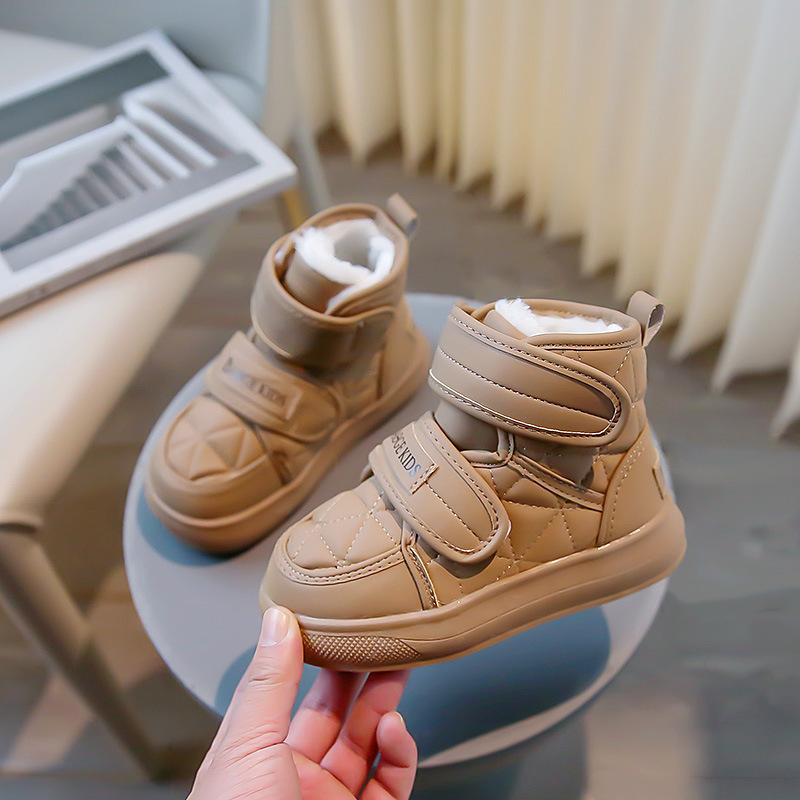 Scarponi da neve per bambini, scarpe in morbido cotone isolante, scarponi invernali medi e grandi per bambini, pane in velcro_voghion.com