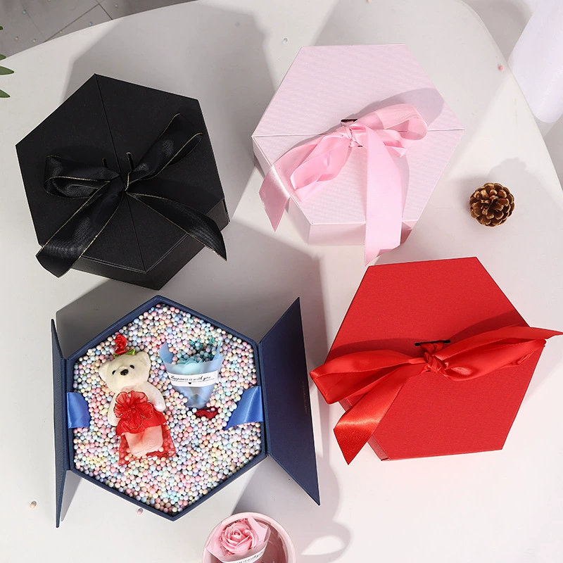 Креативная Подарочная коробка Hexagon Box Свадебный сопровождающий подарок Flip Box Instagram Рождественская Подарочная коробка Настройка