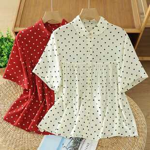 2025 New Summer Style Niche Retro Polka Dot Doll Collar Shirt