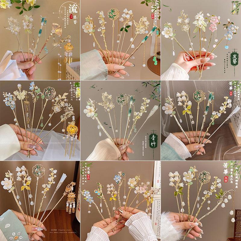 Nuevas flores chinas con bordas de cabello para mujeres de alto nivel, cabeza trasera de cabello, estilo antiguo, ropa de estilo chino, tocado al por mayor.