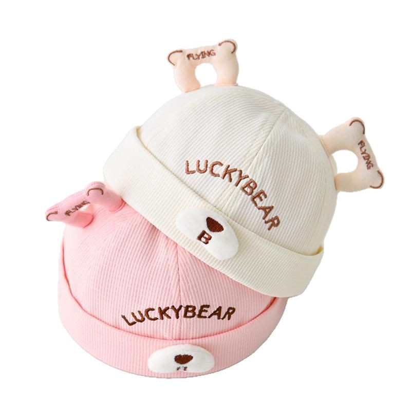 Sombreros para bebés primavera y otoño súper lindos para niños pequeños, gorras de piel de oso, gorras de piel de melón para bebés de un mes de edad, gorras de tierra para bebés de una linda marea