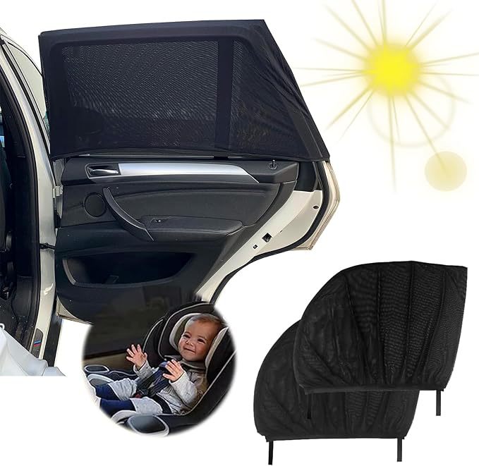 High Elastic Breathable Cover Full Window Mesh Car Sunshade Side Window Screen Mesh Protects Baby Pets from Sun Mosquitoes
