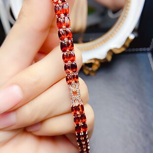 New natural garnet bracelet S925 silver inlaid main stone 3*5mm Joker net red explosions women's jewelry wholesale