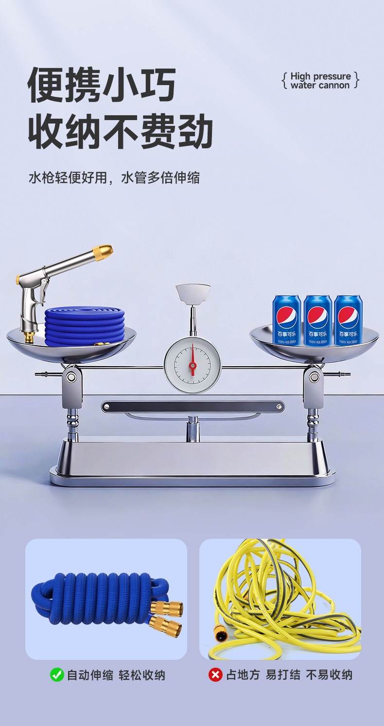 Suitable for German car wash water guns, high-pressure nozzles, household faucets, retractable water pipes, flexible hoses, and powerful anti-explosion cleaning