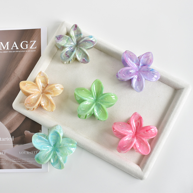 38g Weight Hair Claws Hair Accessories Type 1 Piece Quantity Casual Occasion Plastic, Resin Material Plumeria Pattern Women's Gender Simple Style Style Simple Style Women's Plumeria Plastic Resin Hair Claws 4
