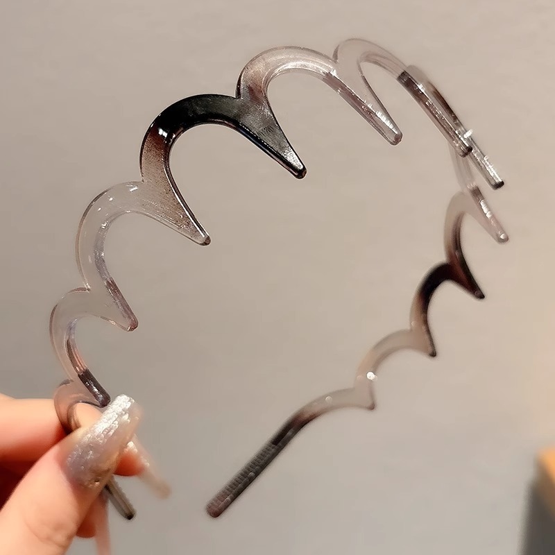 Coreano alto cráneo debe aumentar la altura esponjoso peludo ondulado banda de cabello de doble uso con dientes para mujeres