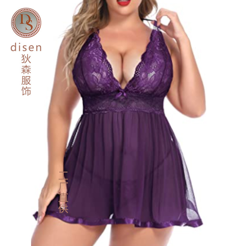 Nuevo comercio exterior europeo y americano de gran tamaño sexy lencería sexy encaje costura pijamas vestido servicio a domicilio