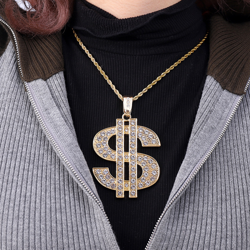 hiphop USD Fried Dough Twists chaîne personnalité alliage collier bijoux_voghion.com