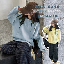 秋季中大女童卫衣新品童装儿童女孩拼色休闲上衣糯蜜绒代发洋气潮