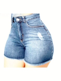 N 10411 Stretch Ripped Fringe Denim Shorts ���K�ƶ�ţ�ж�ѝ