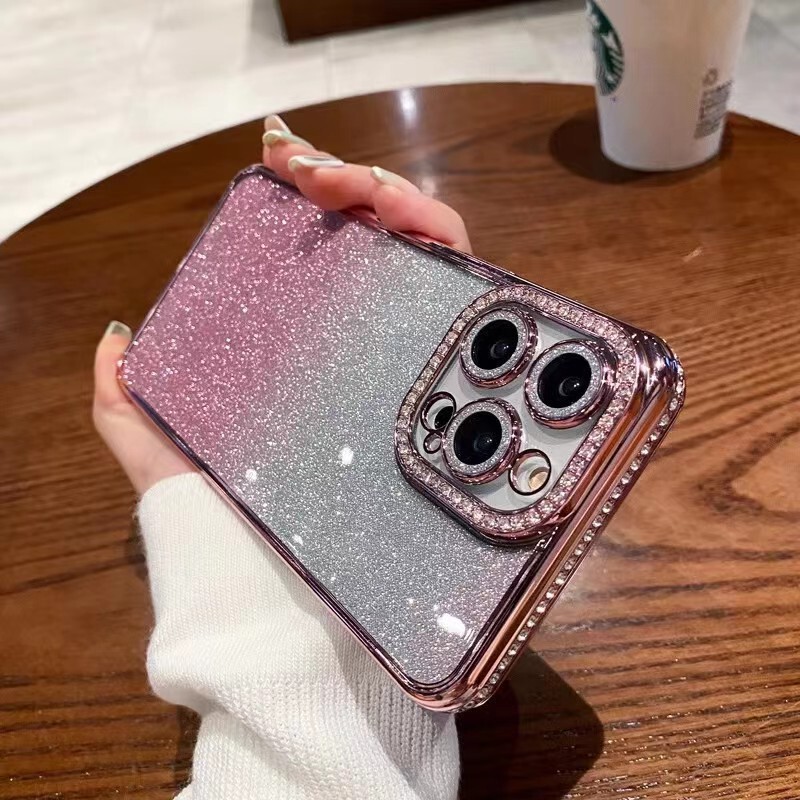 ラインストーンに適した iphone16 携帯電話ケース Apple 15 磁気電気メッキスタンドグリッター 17 オールインクルーシブシリコン 11 セット|undefined