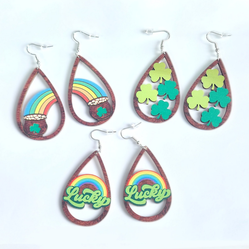 1 Pair Cartoon Style Rainbow Arylic St. Patrick Women's Drop Earrings display picture 1