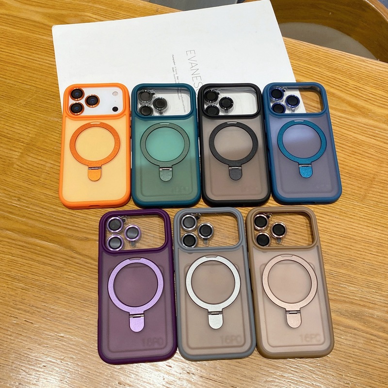 苹果17手机壳iPhone17磁吸支架保护套防指纹自带镜头膜全包保护套|undefined