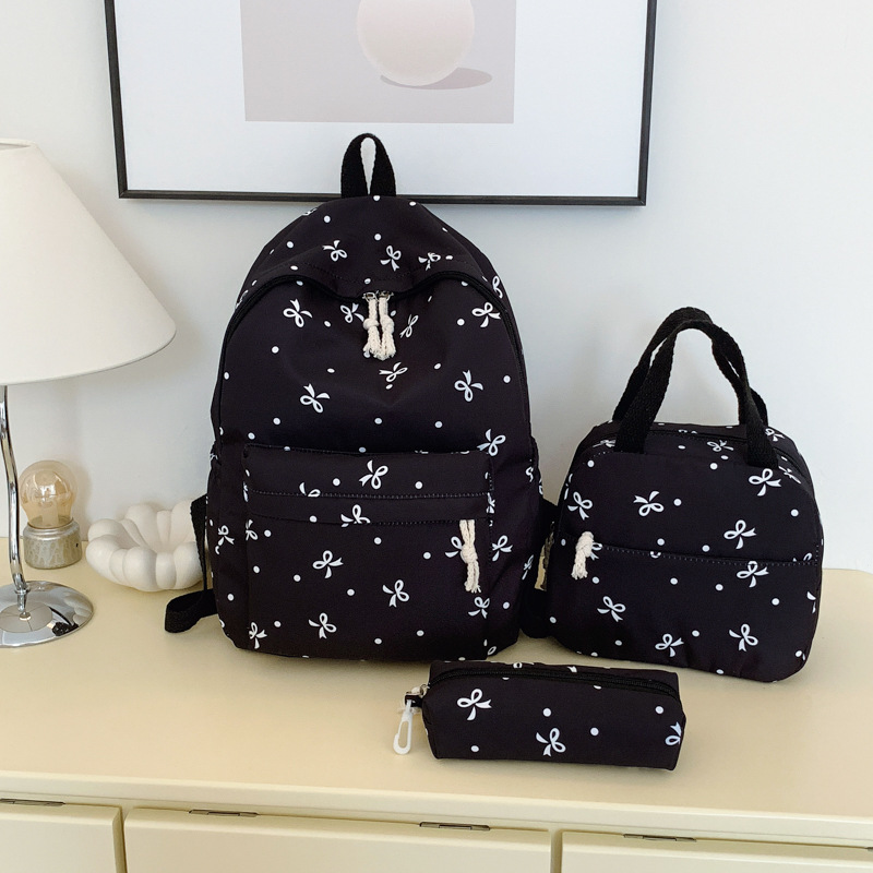 New cross-border three-piece set bag for female college students, large-capacity backpack, casual travel fashion versatile backpack