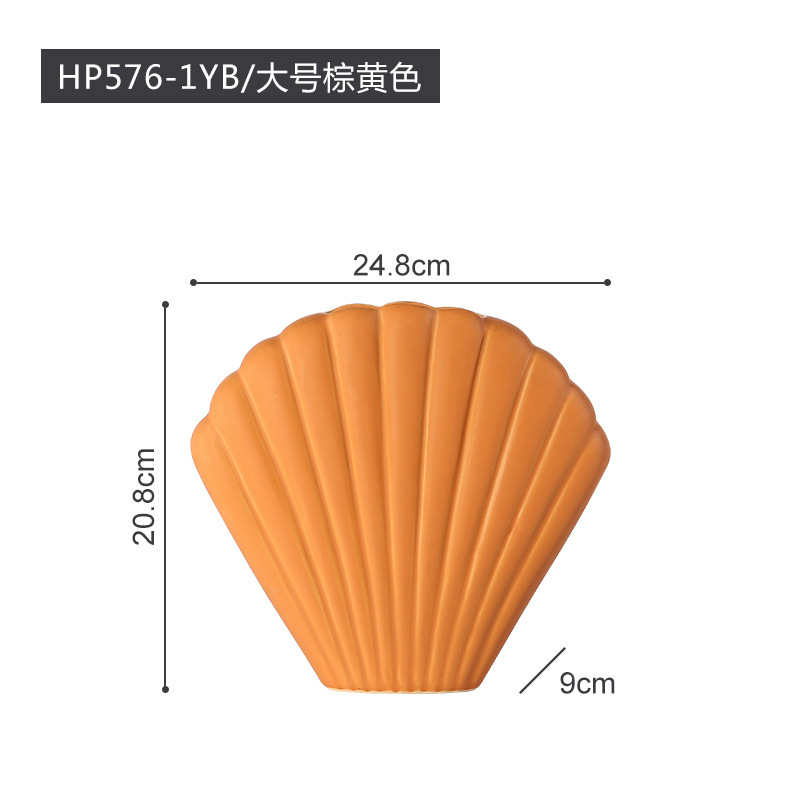 Florero de concha de cerámica simple y moderno, adornos ins, artesanías para el hogar, arreglo decorativo de flores secas, florero de escritorio