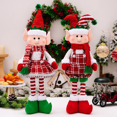 豪貝の新型の創意的なクリスマスの装飾品の人形の置物の赤い緑の精霊の伸縮する公仔のショーウインドーの立ち姿の置物