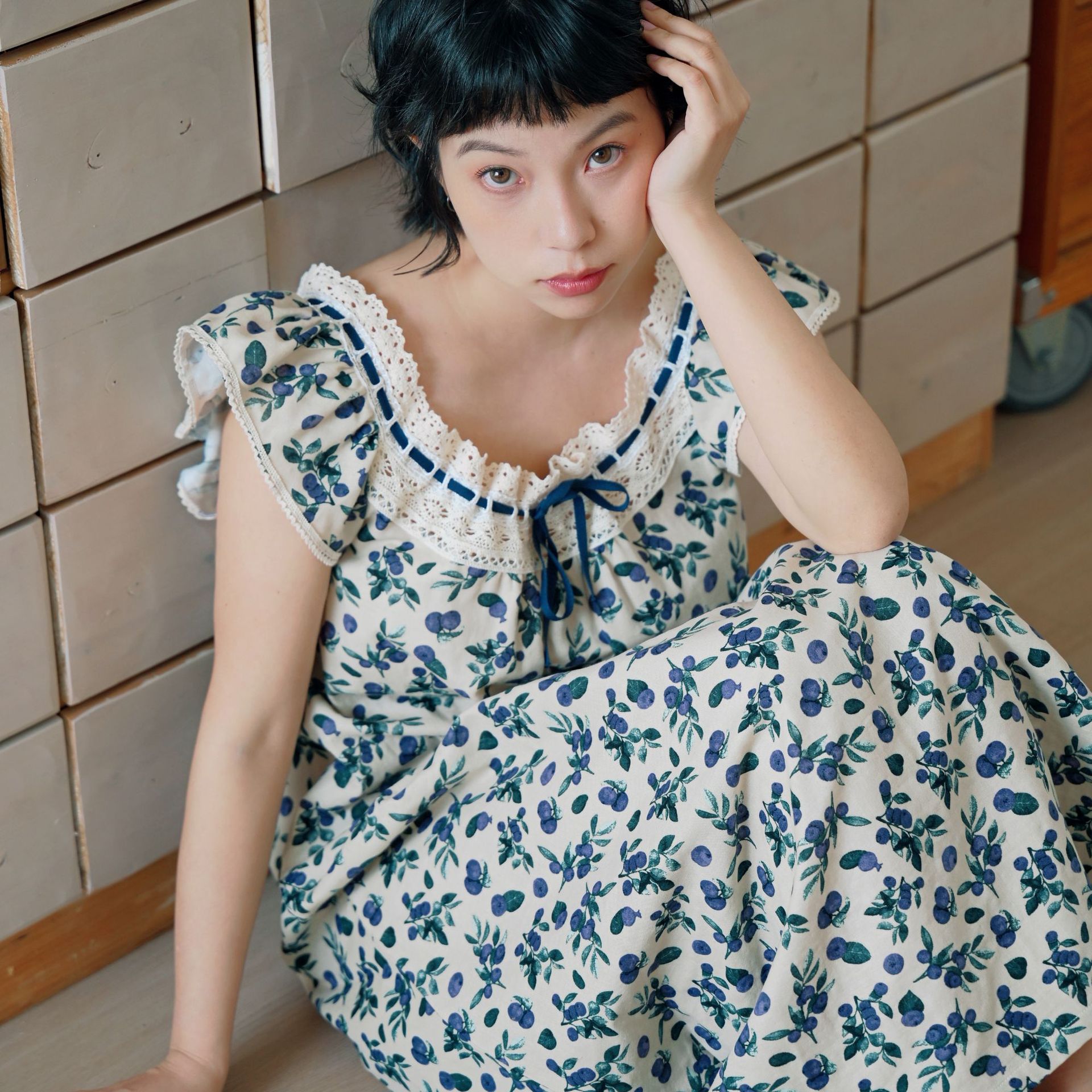 法式飞袖蕾丝纯欲睡裙女夏棉纱睡衣全棉无袖夏天家居服长裙高级感