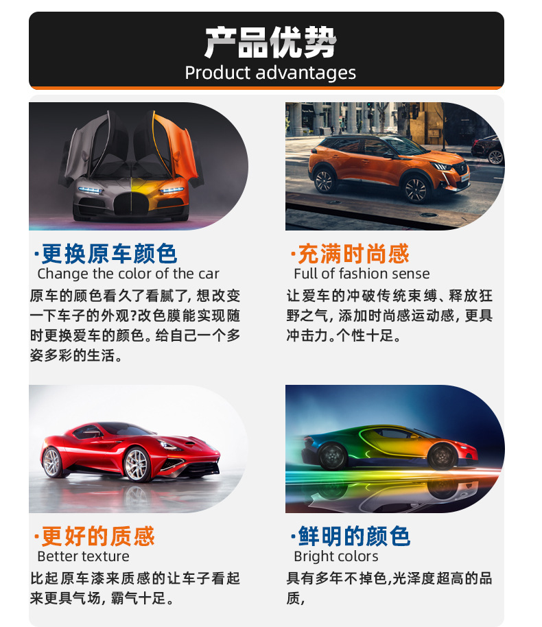 Yiming New Materials Full Range of Color-Changing Films 7.5Mil Wholesale Anti-Scratch Car Wrap Tpu Film Car Paint Warranty Five Years Modification