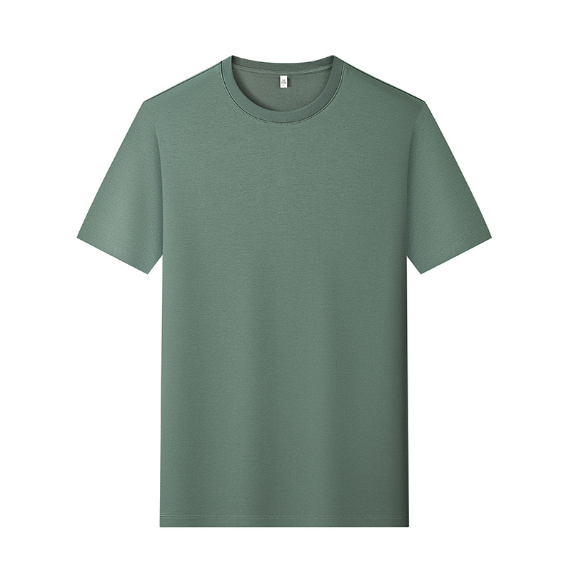 80 hombres de hombro recto, lujo ligero, alta calidad, color sólido, media manga, camiseta de manga corta, algodón de caballo, camiseta para hombres, personalización de verano