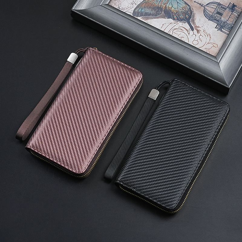 Cross-border New Men's Wallet Multi-card Casual Carbon Fiber Pattern Wallet Large Capacity Hand-held Coin Clip