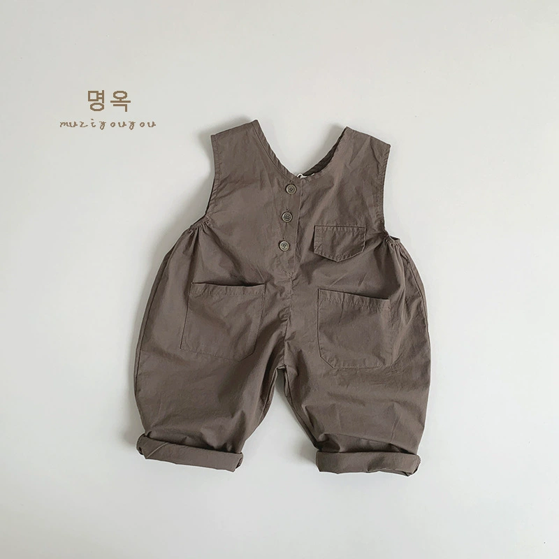 Summer children's thin retro overall for men and women, Korean style, children's clothing