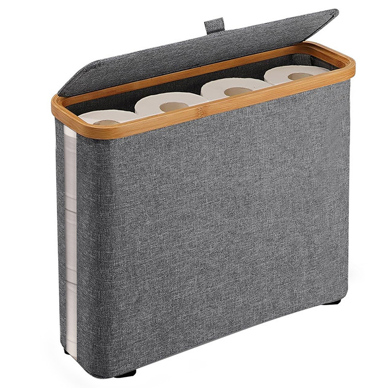 Cesta de ropa sucia transfronteriza con bolsillo interior con cubierta de bambú y madera plegable Cesta de almacenamiento de ropa sucia Cesta de ropa sucia