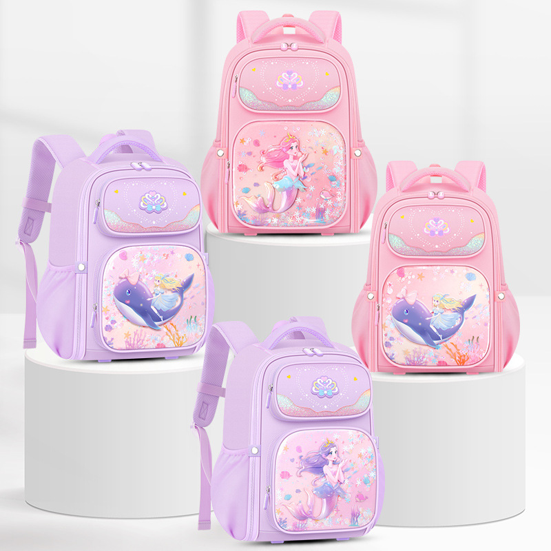 Mochila escolar de estudiantes de primaria para mujeres, mochila escolar de gran capacidad, mochila escolar de niños de grado 3 - 6 al por mayor