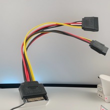 SATA一分二电源线 sata一公转二母电源延长线 15P公转两个15P母线