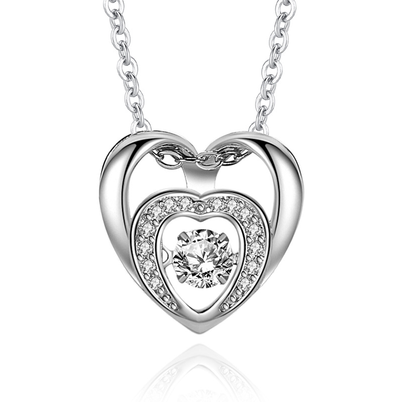 S925 plata esterlina nuevo collar en forma de corazón inteligente hembra saltando corazón estilo japonés y coreano Cadena de clavícula joyería simple para novia
