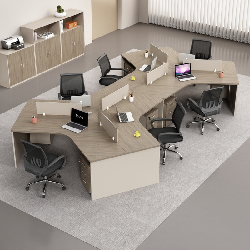 Staff Desk 3-Person Desk Simple Modern Creative Staff Desk 8-Person Desk and Chair Combination Office Special-Shaped Table