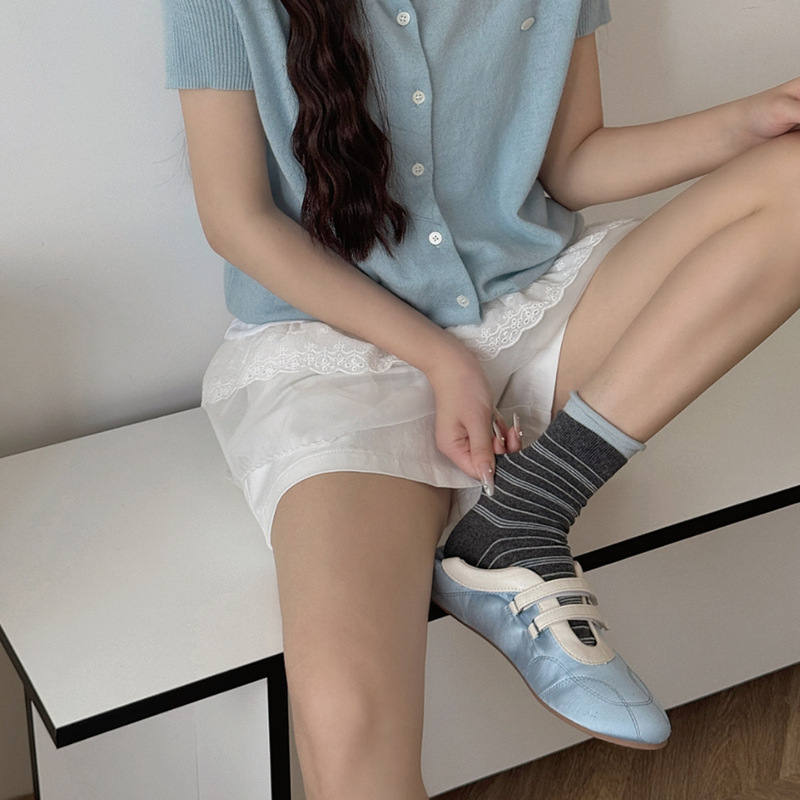 袜子女春秋纯棉森系条纹秋冬中筒袜ins潮复古双罗口卷边堆堆袜|undefined