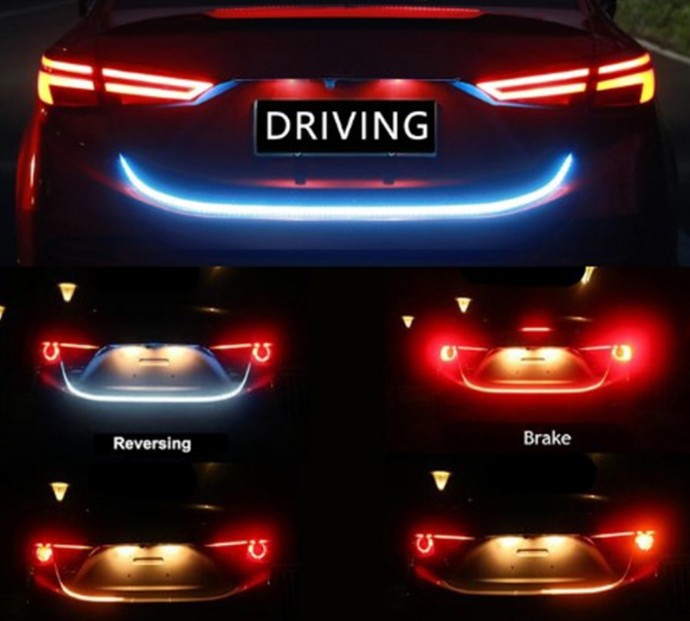 Colorful Rear Trunk Light Strip Car Led Marquee Streamer Colorful Light Anti-Rear Collision Warning Light Strip 1.35m