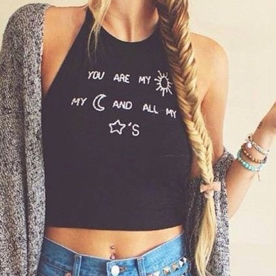 Amazon EABY Women's New Arrival Round Neck Camisole with Letter Print Clearance Sale