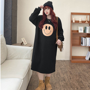 Actual price official figure 65 fish scale pocket spring and autumn plus size 200kg round neck split chubby girl garment length