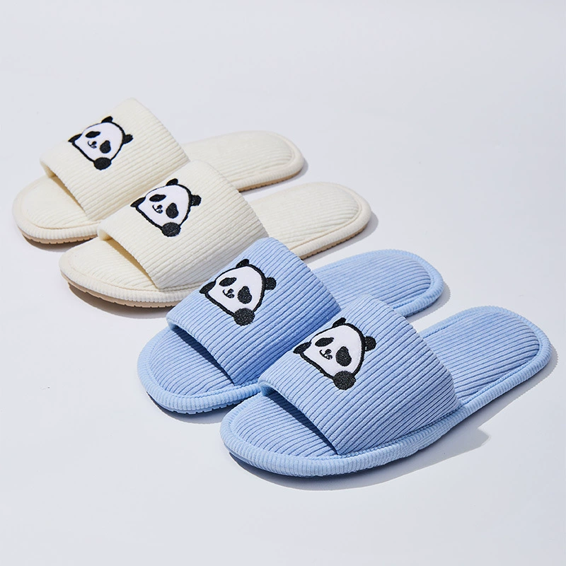 Новые домашние тапочки для женщин лето 2025, новые домашние нескользящие бесшумные сандалии с вышивкой панды для женщин