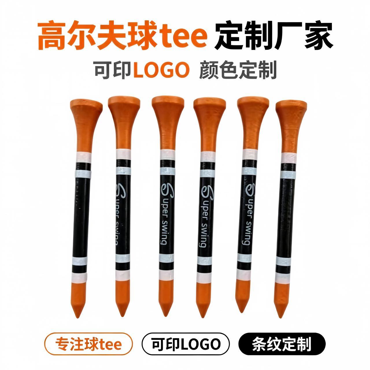 Customized Wooden Golf Spikes with Logo Golf Tee Stripesd Wooden Golf t Source Manufacturer