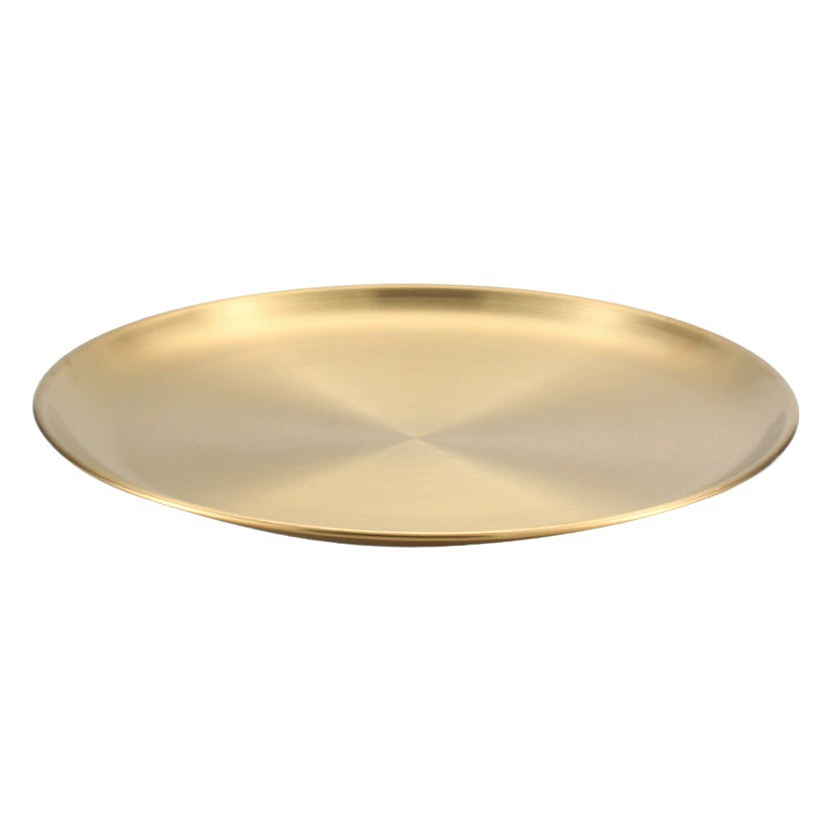 Тарелка из нержавеющей стали 304, корейская круглая золотая круглая тарелка, утолщенная тарелка для барбекю, поднос для стейка, обеденная тарелка для дома, оптовая продажа