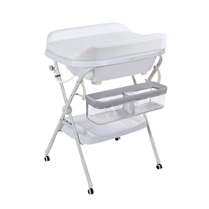 Mesa de pañales integrada multifuncional para lavado y protección, mesa de enfermería para bebés recién nacidos, masaje, toque, baño, vehículo móvil plegable