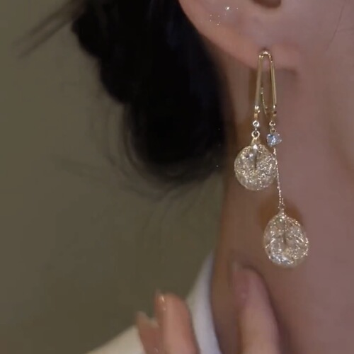 S925 Silver Needle Same Style Hollow Metal Mesh Earrings Fashion Sparkling Diamond Oval Metal Mesh Creative Smart Earrings