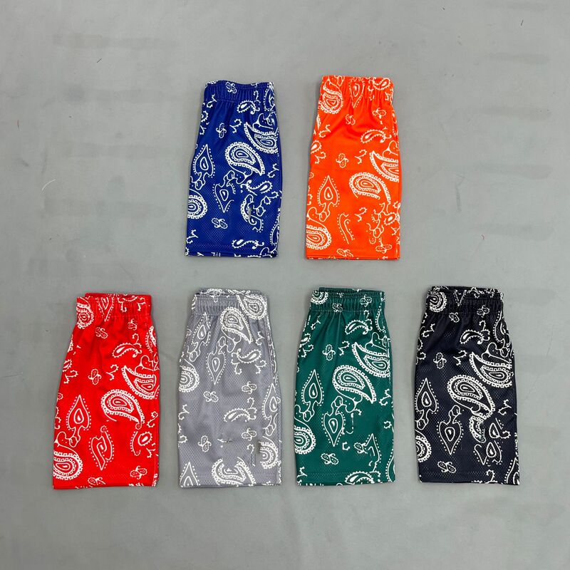 New American-Style Sports Paisley Shorts Fitness Muscle Basketball Quarter-Length Mesh Breathable European and American Cross-Border Short Sleeves New American-Style Sports Paisley Shorts Fitness Muscle Basketball Quarter-Length Mesh Breathable European and American Cross-Border Short Sleeves