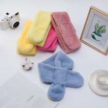 新款儿童围巾秋冬季兔毛保暖加绒男女孩可爱卡通圣诞宝宝围脖加厚