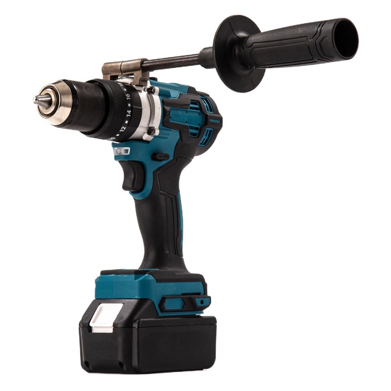 Taladro eléctrico sin escobillas de litio recargable para el hogar taladro de pistola de mano de alta potencia taladro de mano de 13mm taladro de impacto multifunción grado industrial