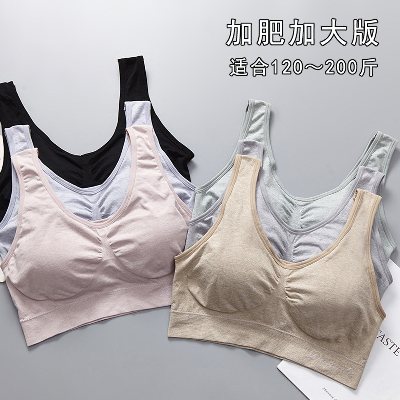 Four Seasons Seamless Fat Plus 플러스 U-Back Cotton Chest 랩 여성 섹시한 스포츠 수면 브래지어 아름다운 조끼 속옷