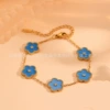 Five-leaf clover flash diamond blue shell bracelet