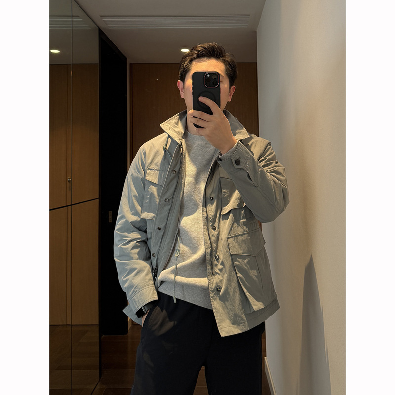 [but Version] Dingshu Series M65 Functional Windproof and Waterproof Thin Hidden Hood Stand Collar Men's Jacket