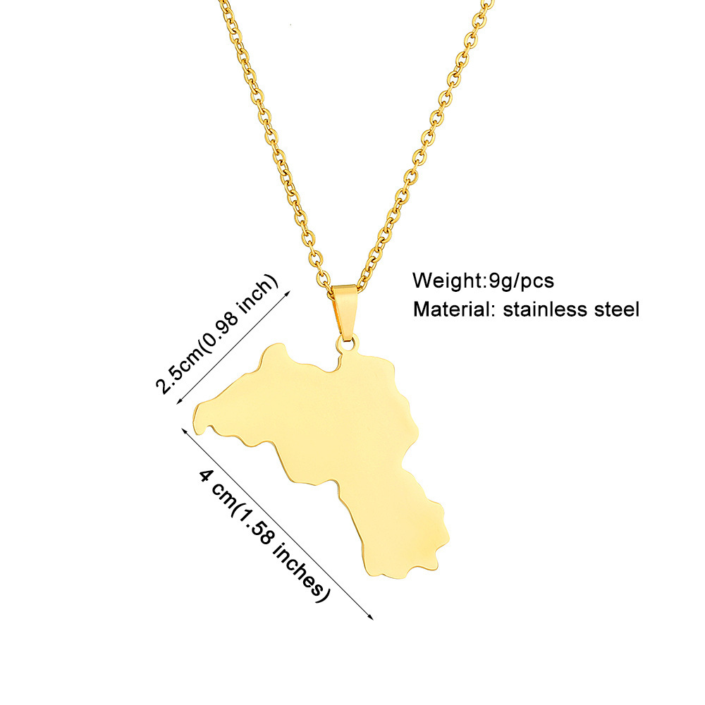 Kurdistan map pendant necklace oil drop retro men and women stainless steel pendant accessories_voghion.com