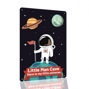 Personalized Little Boy Cave Astronaut Tin Painting Decorative Cards-Create a Unique Small Universe for Children