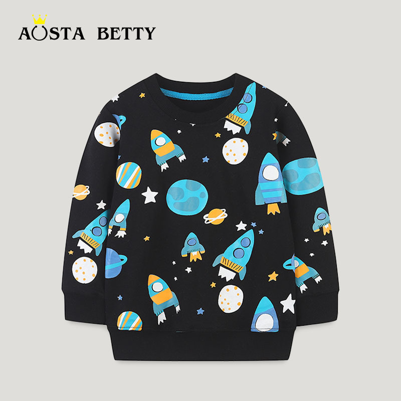 Otoño nueva sudadera para niños estilo europeo y americano dibujos animados impreso cuello redondo camisa de manga larga para niños jersey top lote mixto