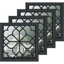 簡約方形畫框玻璃美式鏡子 六邊形復古輕奢化妝異形實木歐式鏡框
